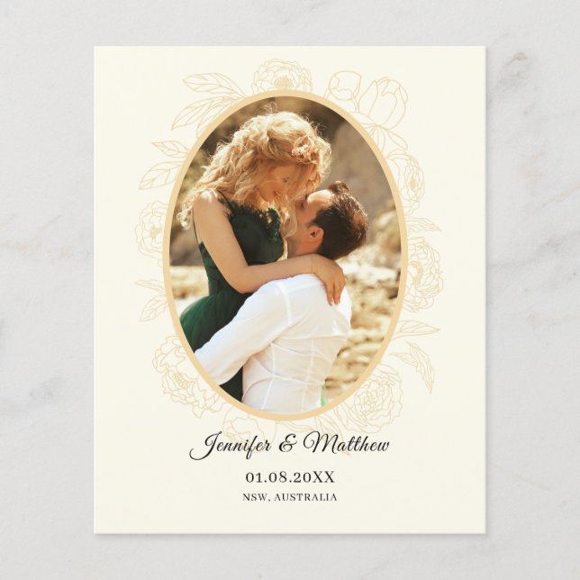 Floral Border Photo Save the Date Invitation Flyer (Front)