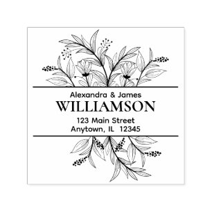 Floral Border Return Address Self-inking Stamp