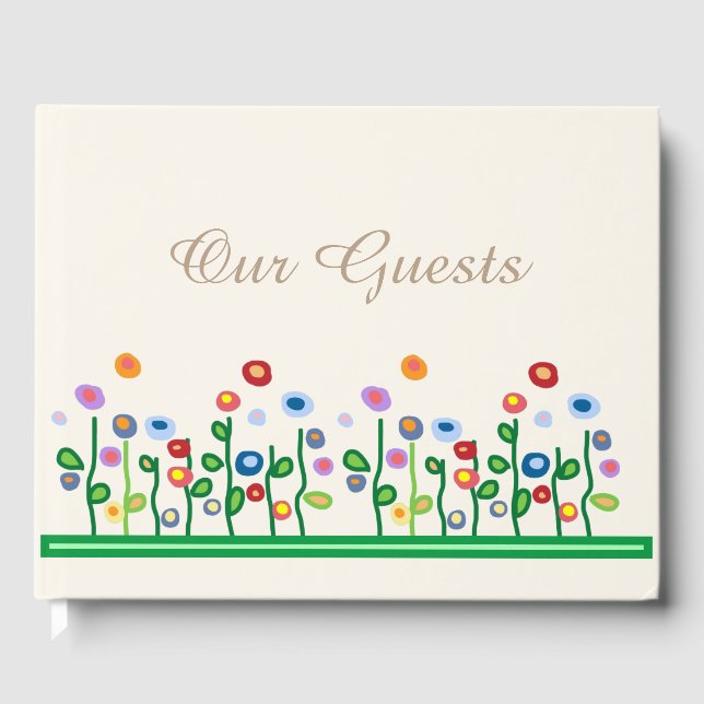 Floral border Spring wedding guestbook (Front)