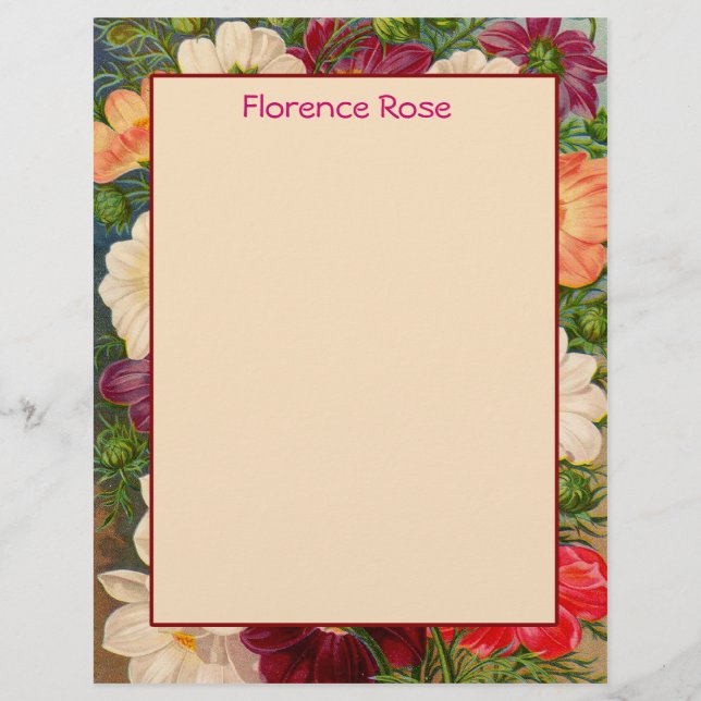 Floral Border Stationery You can Customize (Front)