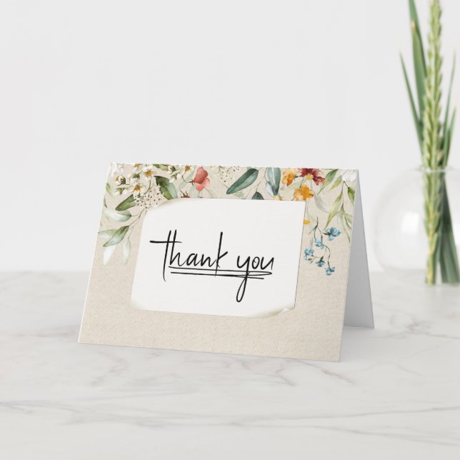 Floral Border Thank You Card (Front)