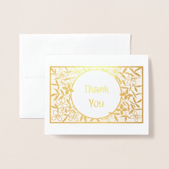 Floral border Thankyou Foil Card (Front With Envelope)