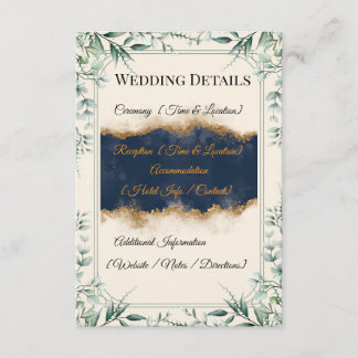 Floral Border Wedding Details Card | Elegant White
