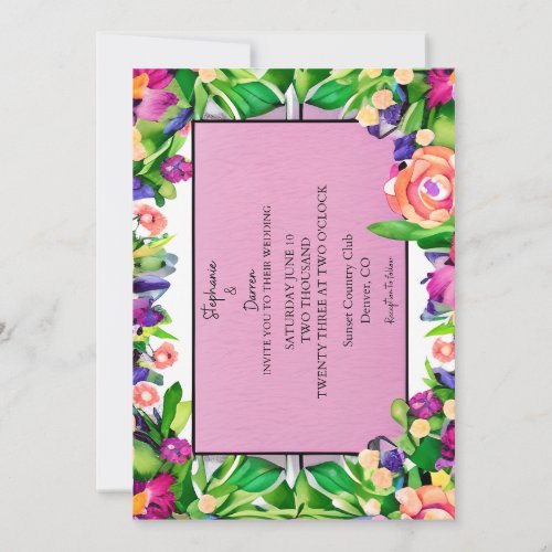 Floral Border Wedding Invitation