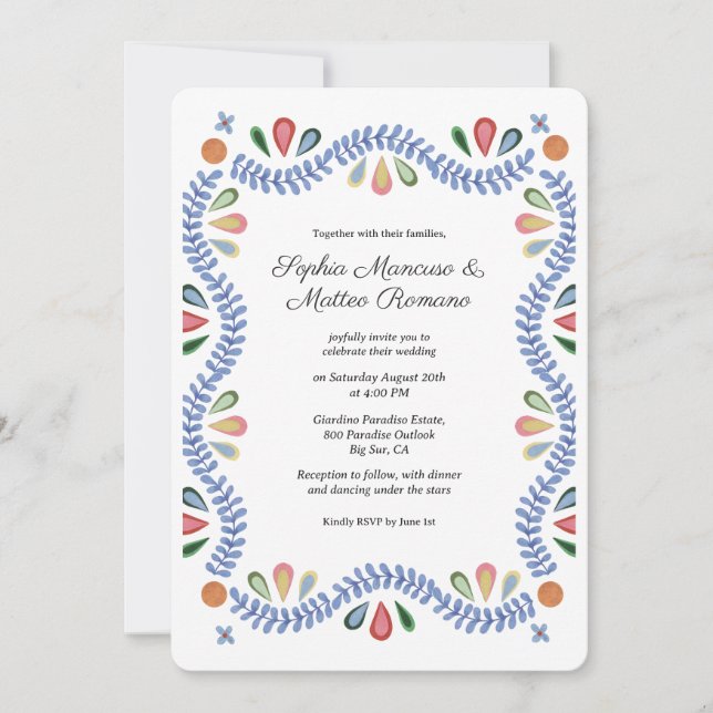 Floral Border Wedding Invitation (Front)