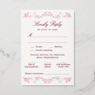 Floral Border Wedding Letterpress RSVP Cards