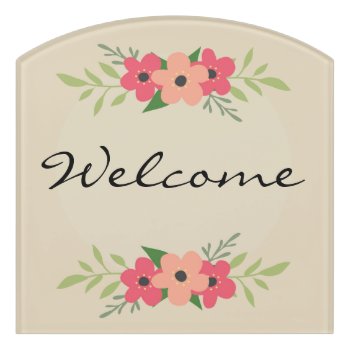 Floral Border Welcome Front Door Sign by OS_Designs at Zazzle