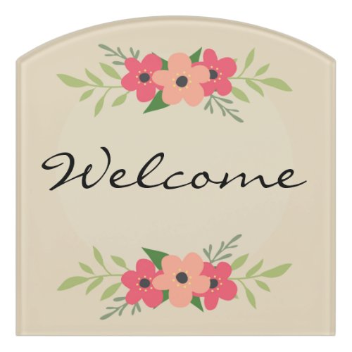 Floral Border Welcome Front Door Sign