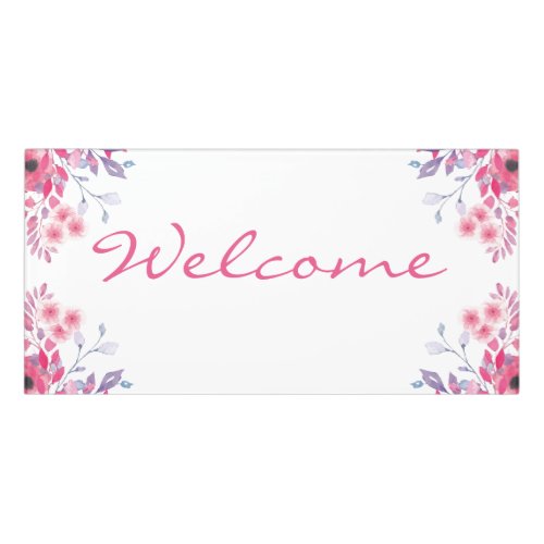 Floral Border Welcome Front Door Sign