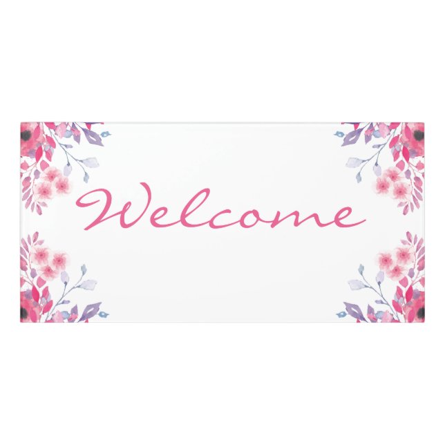 Floral Border Welcome Front Door Sign (Classic Front)