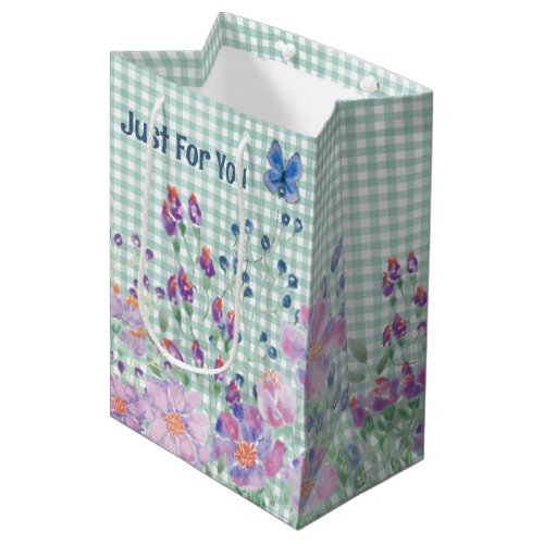Floral Border With Butterfly Medium Gift Bag