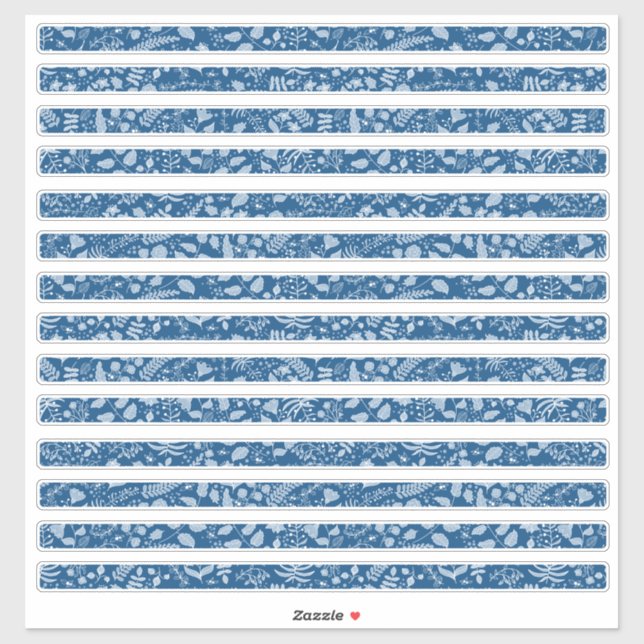 Floral Borders Boho Classic Blues Sticker (Sheet)