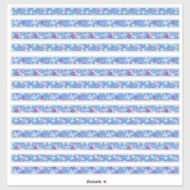 Floral Borders Flowers and Bikes Sticker (Sheet)
