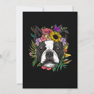 Floral Boston Terrier Dog Spring Nature Dog Lovers Announcement