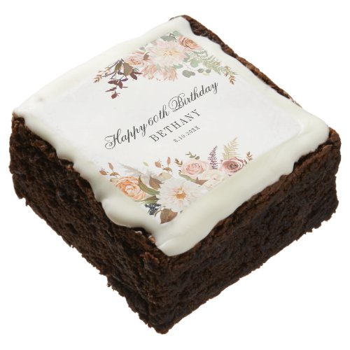 Floral Botanical 60th Birthday Party Brownie
