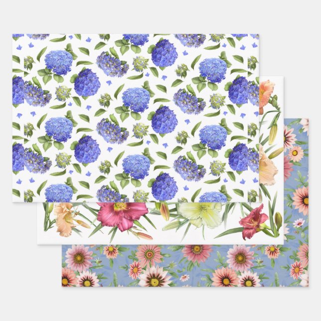 Floral Botanical Art Pattern Wrapping Paper Sheets (Set)