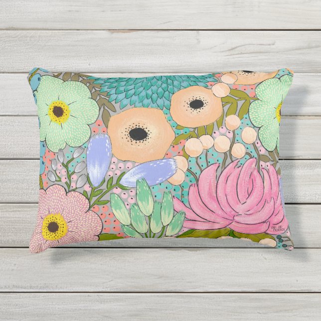 Floral Botanical Artist Impression Outdoor Cushion (Front)
