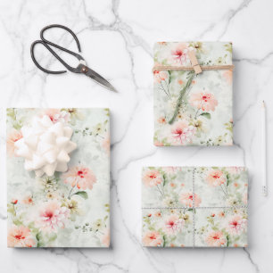Floral Botanical Boho Elegant Watercolor Wrapping Paper Sheets