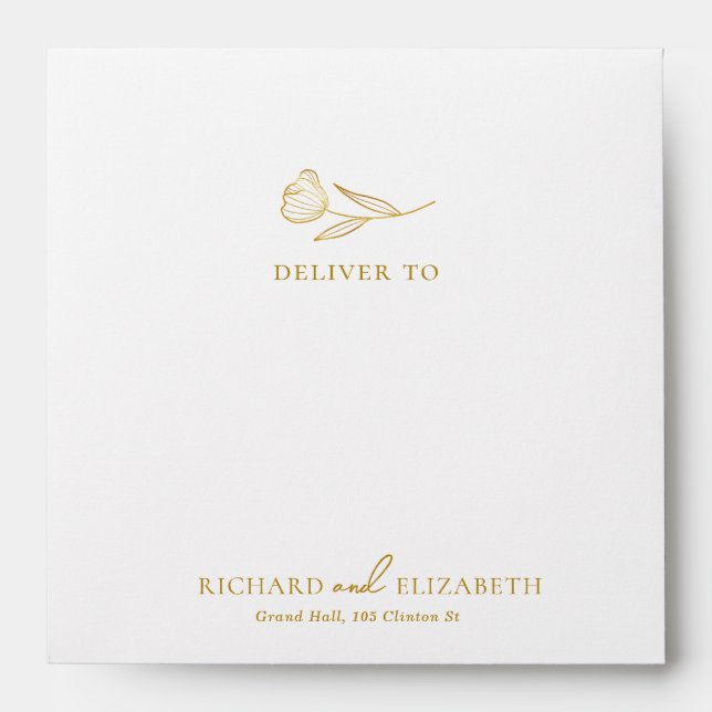 Floral Botanical Boho Minimal Wedding Envelope (Front)