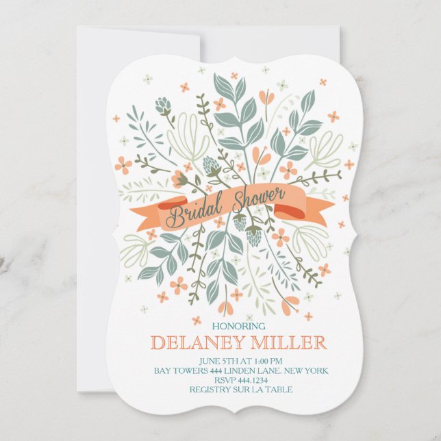 Floral Botanical Bridal Shower Invitations (Front)