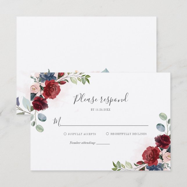 Floral Botanical Bridal Shower RSVP Card (Front/Back)