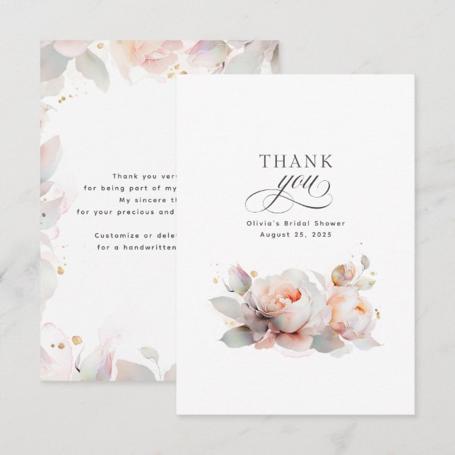 Floral Botanical Bridal Shower Thank You (Front/Back)
