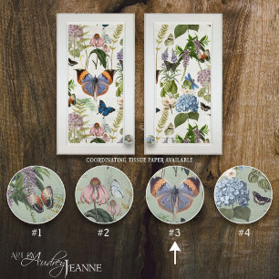 Floral Botanical Butterfly Vintage Cottage Sage 3 Ceramic Knob