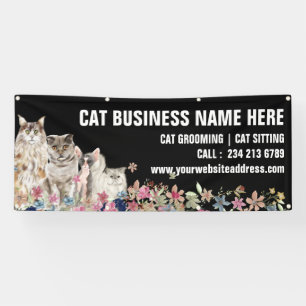Floral Botanical Cat Sitter Grooming Banner