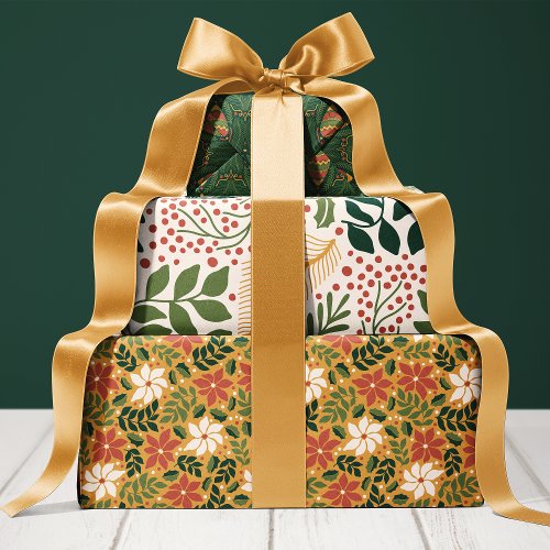 Floral Botanical Christmas Wrapping Paper Sheets