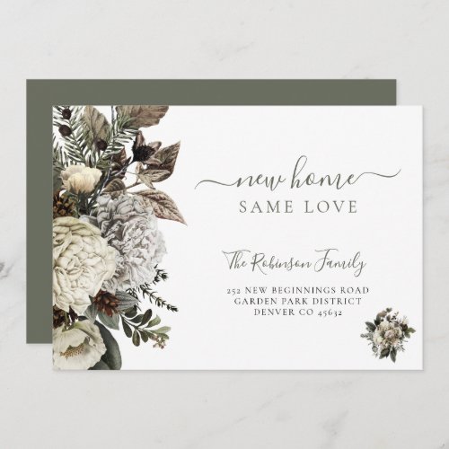 Floral botanical elegant script moving announcement