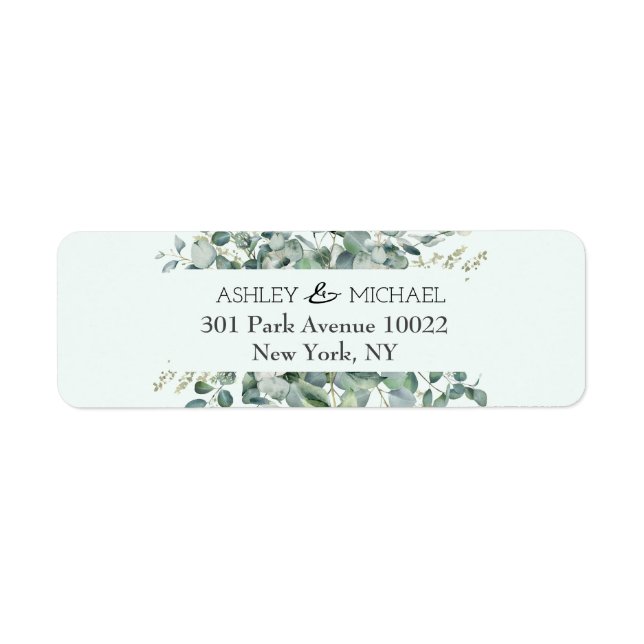 Floral Botanical Eucalyptus Greenery Frame Wedding Label (Front)