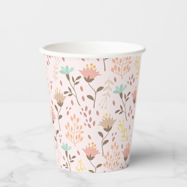 Floral Botanical Flowers Boho Paper Cups (Front)