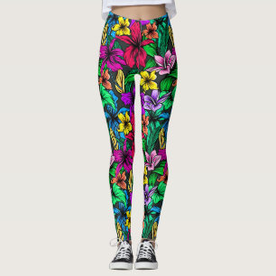 Floral Botanical Flowers Leaves-00000 Leggings
