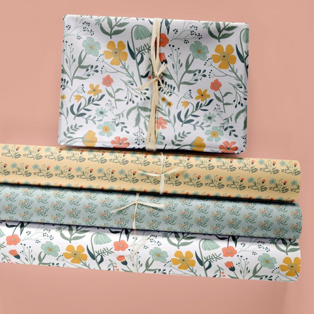 Floral Botanical Garden Decoupage Wrapping Paper Sheets (Whimsical Botanical Garden Florals from Studio Posies.)