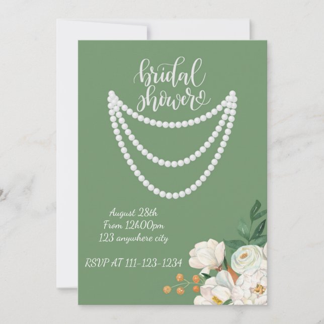 Floral botanical greenery bridal shower invitation (Front)