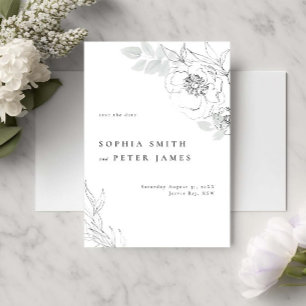 Floral Botanical Illustration Save the date Invitation