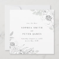 Floral Botanical Illustration Save the date Square