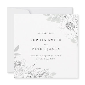 Floral Botanical Illustration Save the date Square Invitation