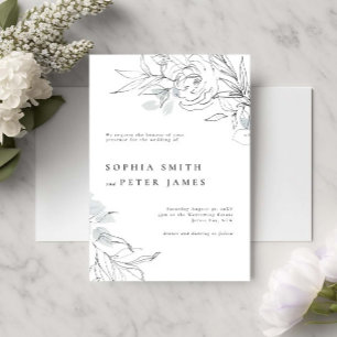 Floral Botanical Illustration Wedding Invitation