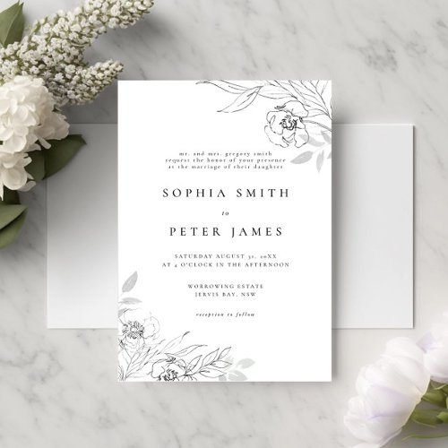 Floral Botanical Illustration Wedding Invitation