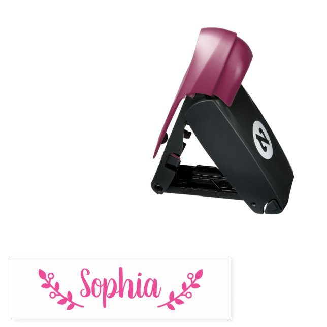 Floral Botanical Leaves Girls Name Pocket Stamp (Open with Design)