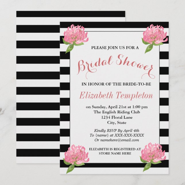 Floral Botanical Modern Pattern Bridal Shower Card (Front/Back)