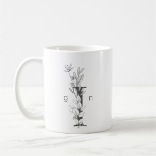 Floral Botanical Monogram Custom Text Elegant Coffee Mug