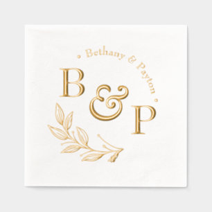 Floral Botanical Monogram Personalized Wedding Foil Napkins