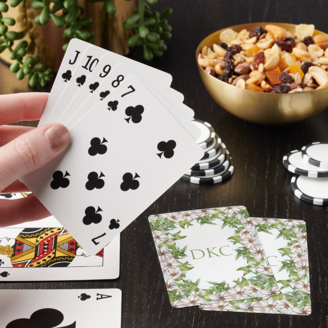 Floral Botanical Monogrammed Classic Playing Cards (In Situ)