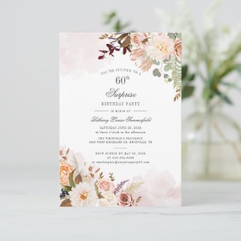 Floral Botanical Pastel 60th Birthday Party Invitation | Zazzle