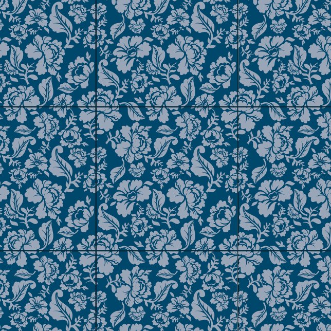 Floral Botanical Pattern Blue White Home Living  Ceramic Tile (Floral Botanical Pattern Blue White Home Living Ceramic Tile)