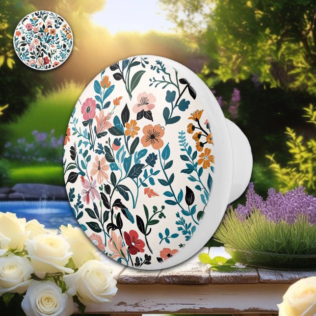 Floral Botanical Pattern Ceramic Knob (Creator Uploaded)