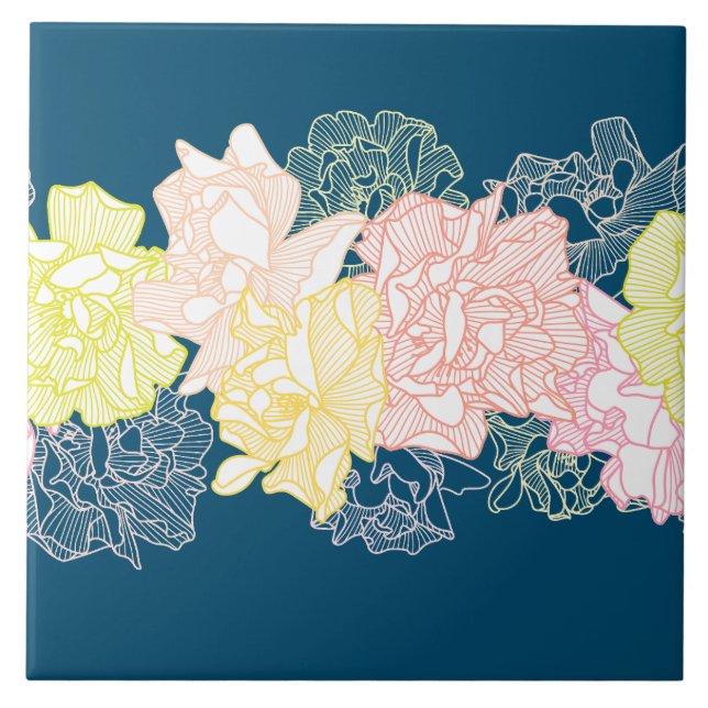 Floral Botanical Pattern Home Living  Ceramic Tile (Front)