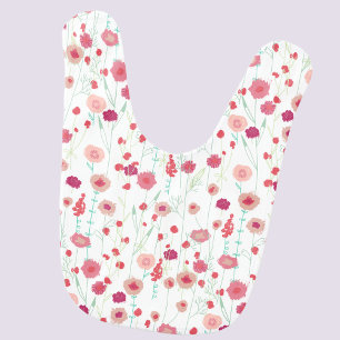 Floral Botanical  Pattern Pink Baby Bib
